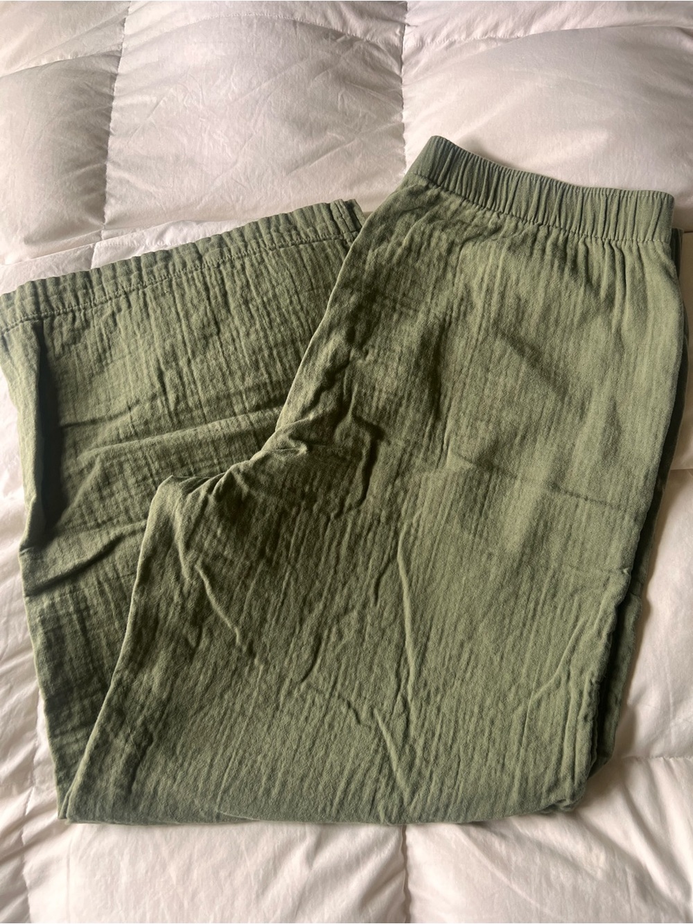 Old Navy Olive Green Cotton Linen Wide Leg Pants XL - Picture 3 of 13